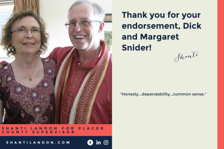Dick and Margaret Snider endorsement