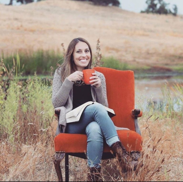 Shanti Landon outside with coffee